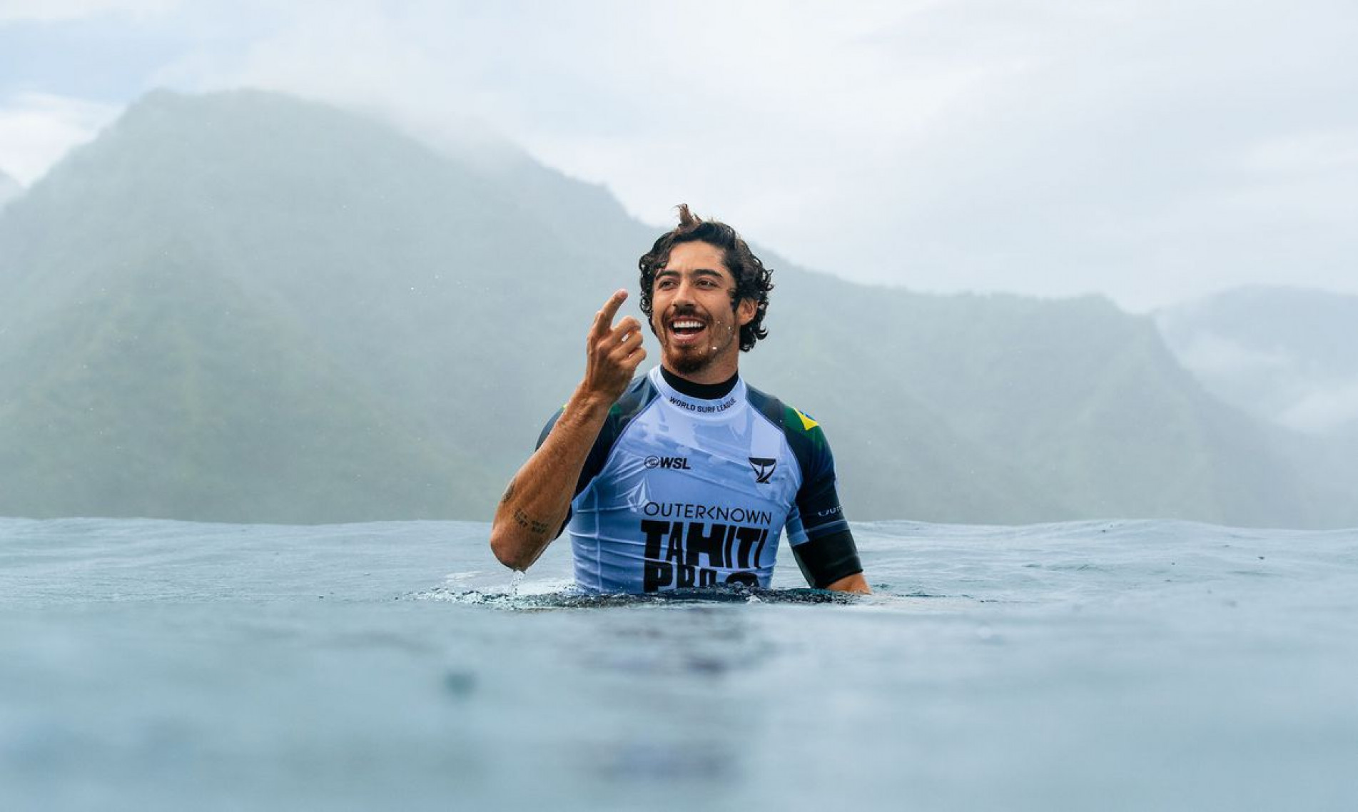 TEAHUPO'O, TAHITI, FRENCH POLYNESIA - AUGUST 17: Yago Dora of Brazil after surfing in Heat 1 of the Opening Round at the Outerknown Tahiti Pro on August 17, 2022 at Teahupo'o, Tahiti, French Polynesia. (Photo by Damien Poullenot/World Surf League)