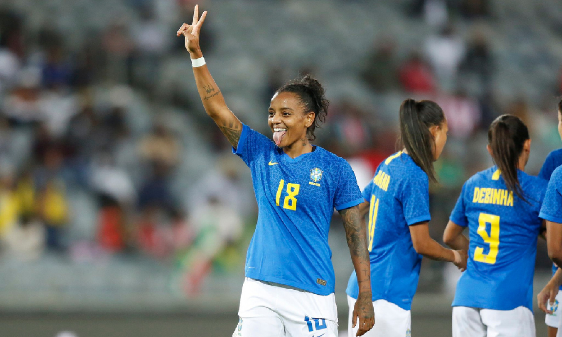 Geyse marcou o primeiro gol do jogo, na vitória por 3 a 0