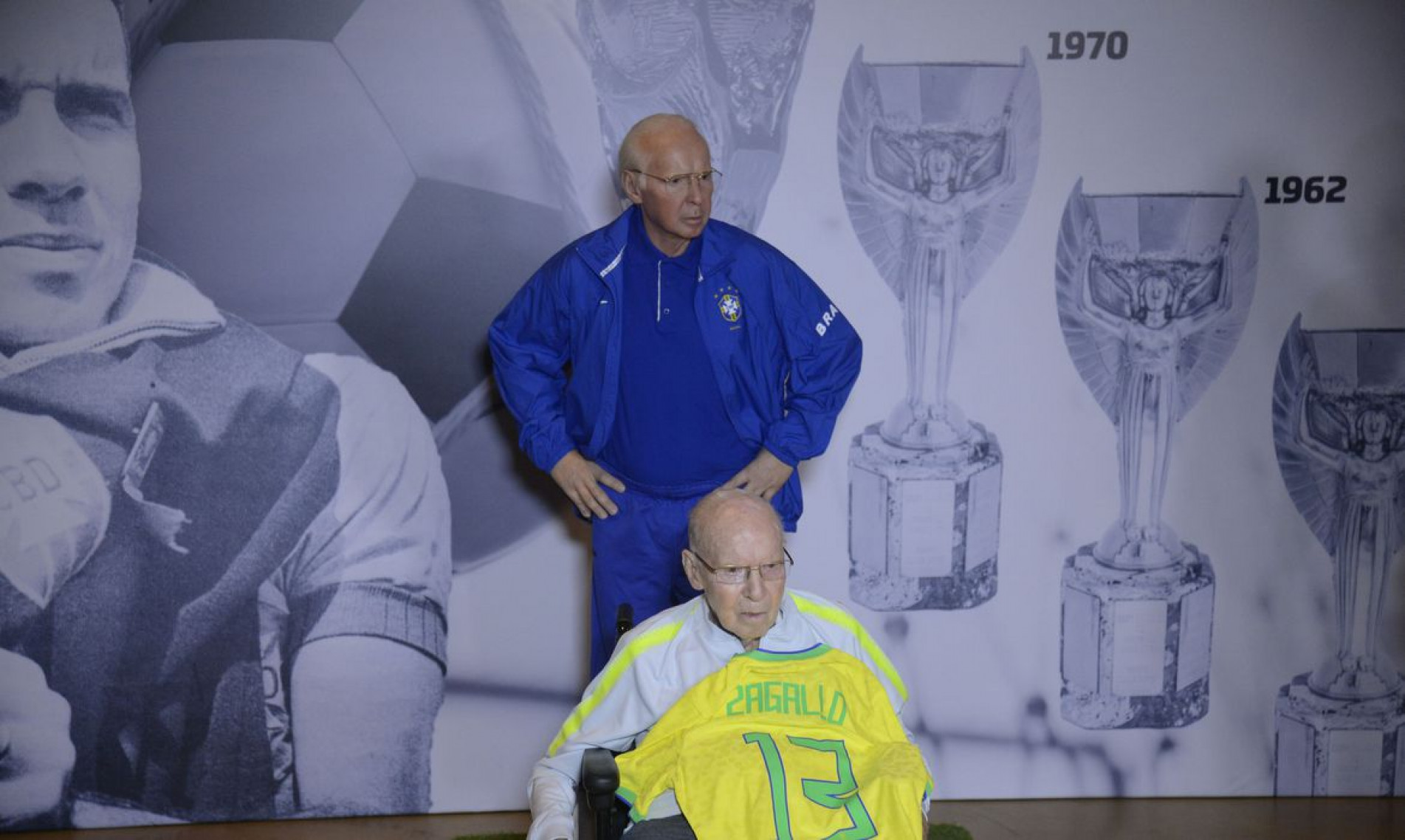 O Museu da Seleção Brasileira inaugura estátua de cera em homenagem a Mário Jorge Lobo Zagallo na sede da Confederação Brasileira de Futebol (CBF), na Barra da Tijuca, no Rio de Janeiro