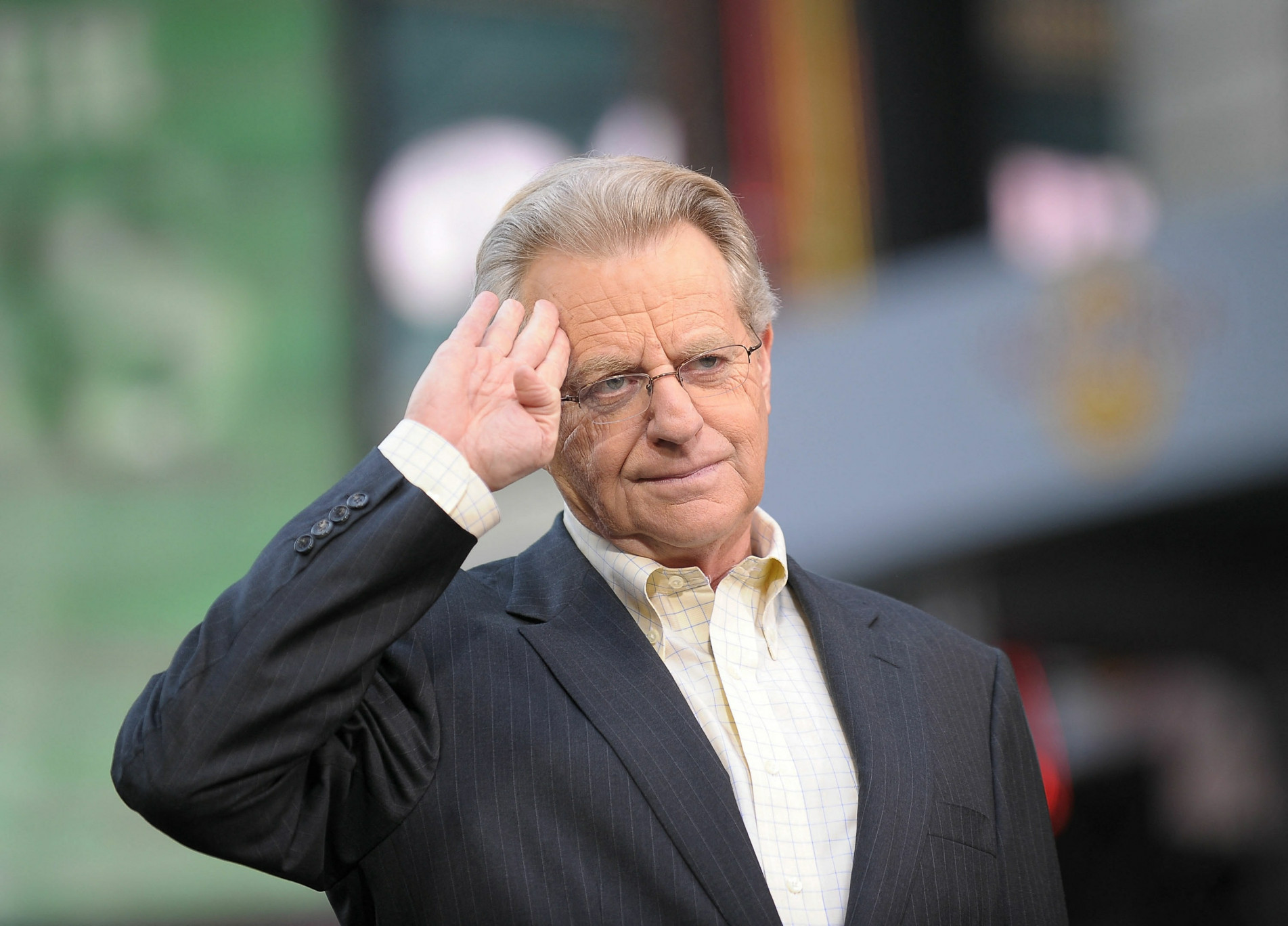  (FILES) In this file photo taken on October 11, 2010 TV host Jerry Springer celebrates the taping of 