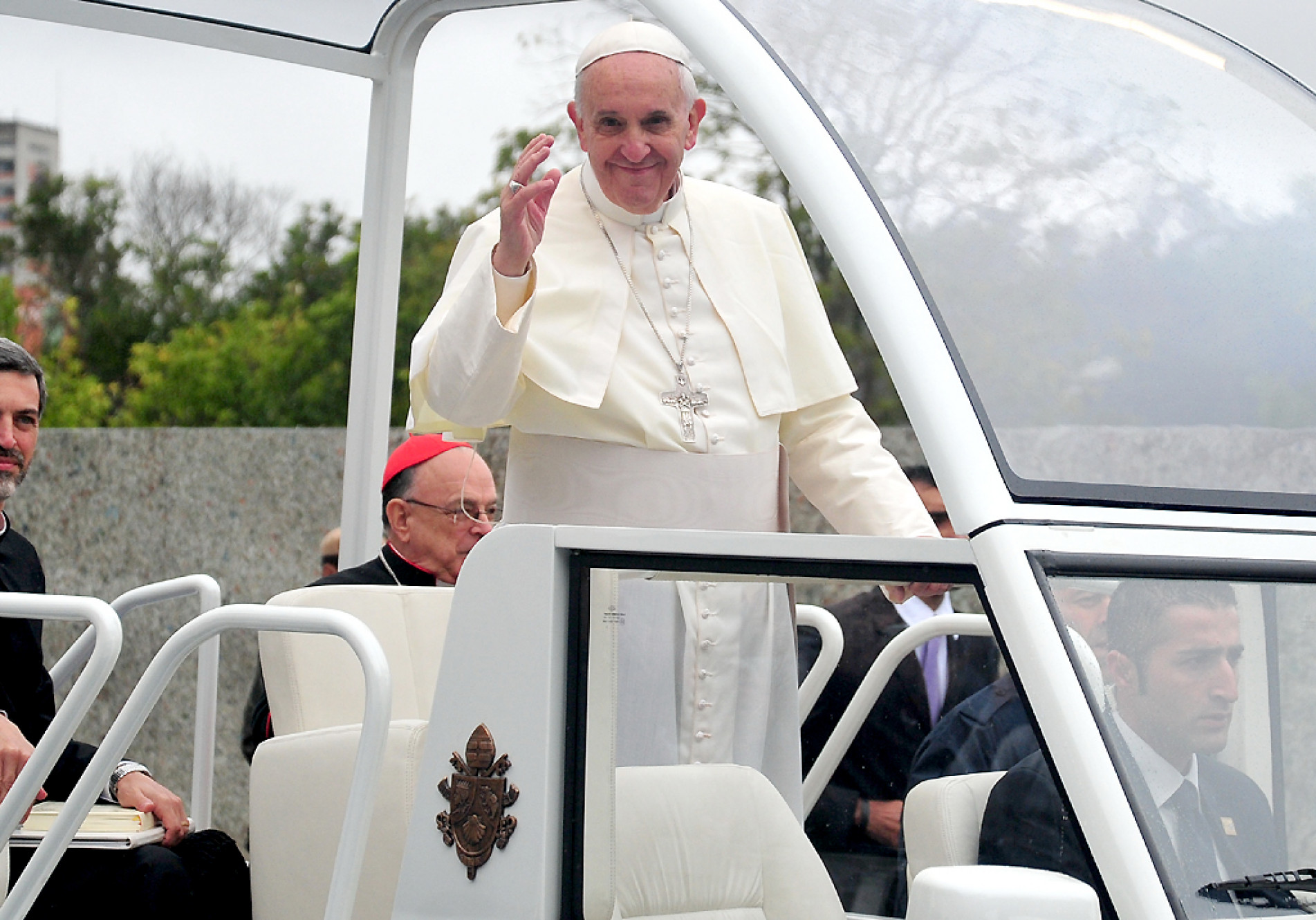 O Papa Francisco durante visita ao Brasil ao Brasil