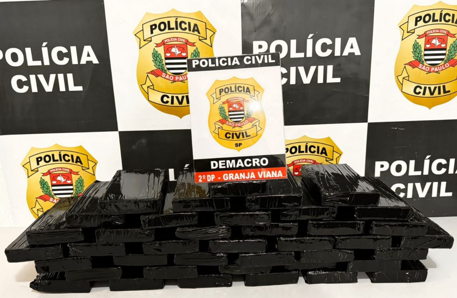 Os policiais apreenderam quatro caixas de papelão com 40 tijolos de cocaína