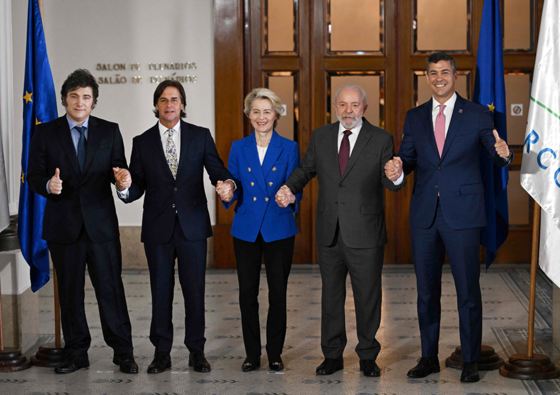 Presidentes sul-americanos e Von der Leyen comemoraram